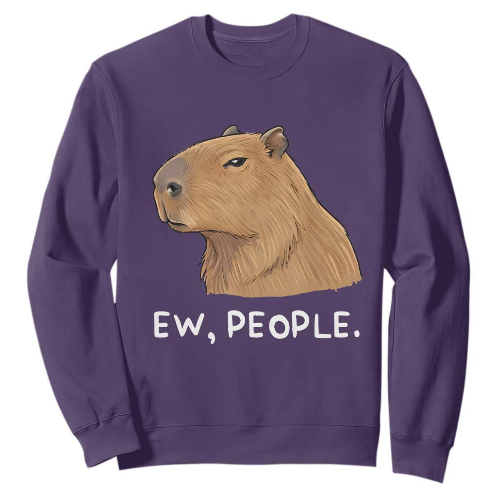 Anti Social Capybara Meme Sweatshirt Ew People Sarcastic Funny Introvert Gift TS02 Purple Print Your Wear
