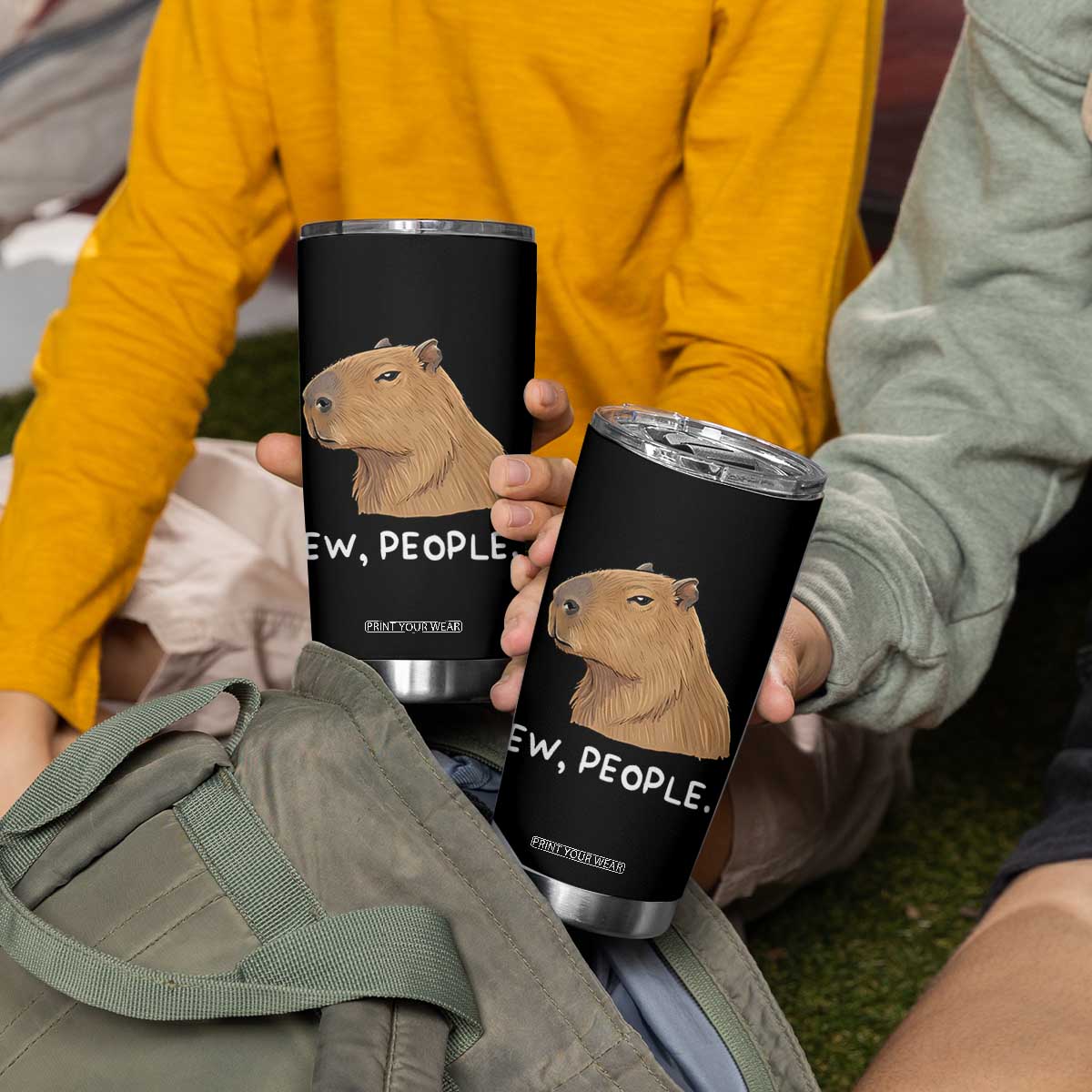 Anti Social Capybara Meme Tumbler Cup Ew People Sarcastic Funny Introvert Gift TS02 Print Your Wear