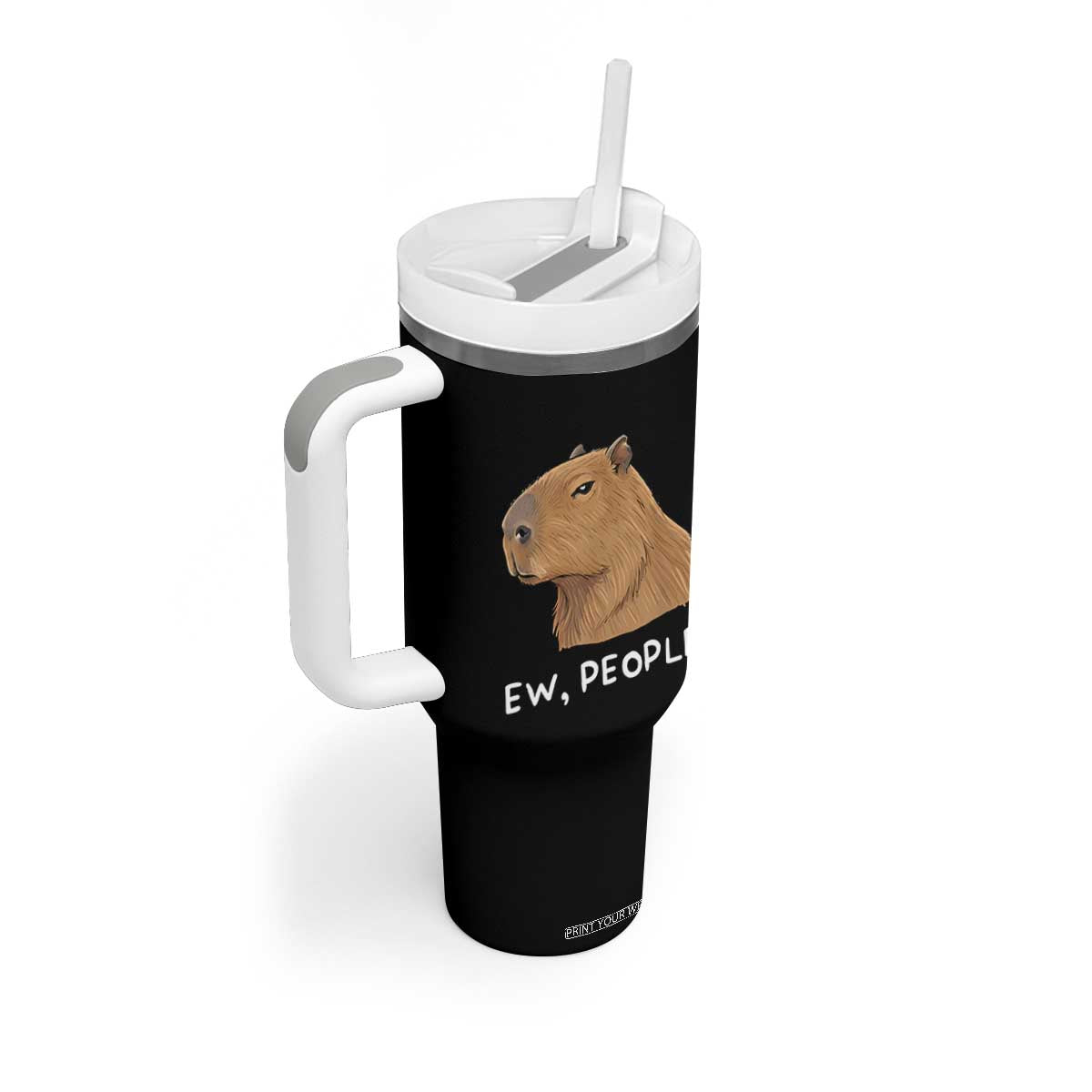 Anti Social Capybara Meme Tumbler With Handle Ew People Sarcastic Funny Introvert Gift TS02 Print Your Wear