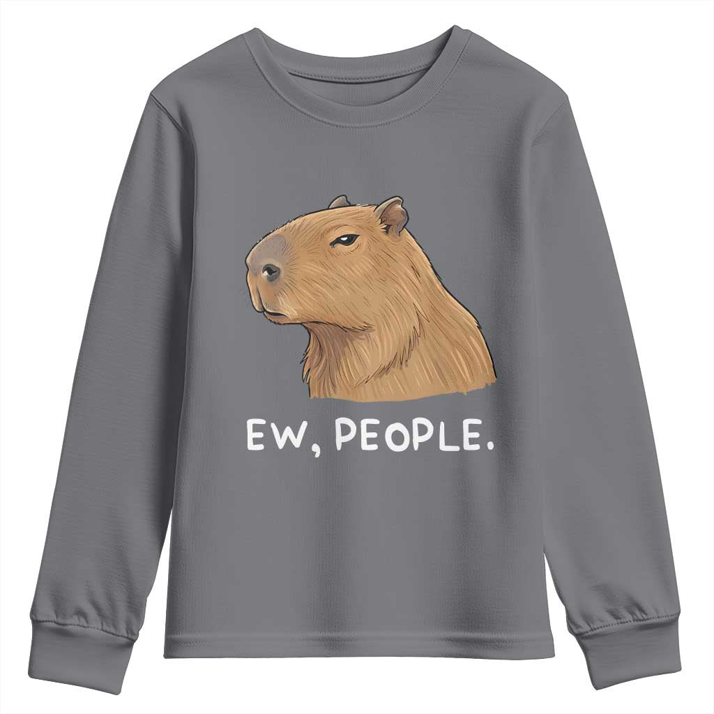 Anti Social Capybara Meme Youth Sweatshirt Ew People Sarcastic Funny Introvert Gift TS02 Charcoal Print Your Wear