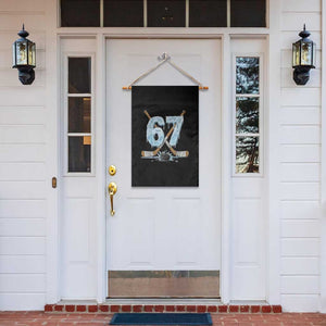 67 Ice Hockey Sticks and Puck Garden Flag Funny Six Seven Brainrot Dripping Number Melting Snow TS02 Print Your Wear