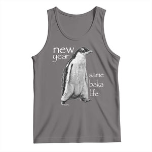 Funny New Year Same Baka Life Sarcastic Penguin Tank Top Otaku Humor Core Cringe Meme TS02 Deep Heather Print Your Wear