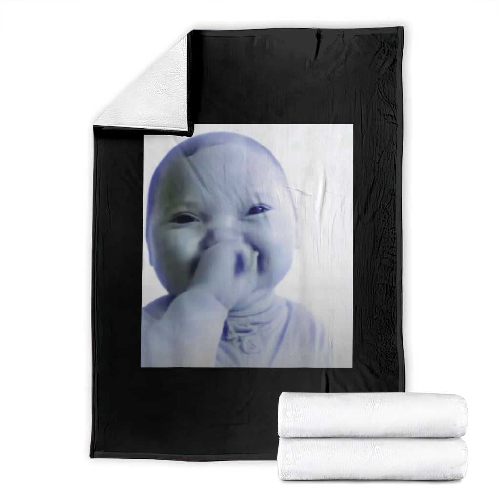 Funny Tuff Baby Giggling Meme Throw Blanket Viral AI Niche Baby Holding Laugh Photo TS02 Black Print Your Wear