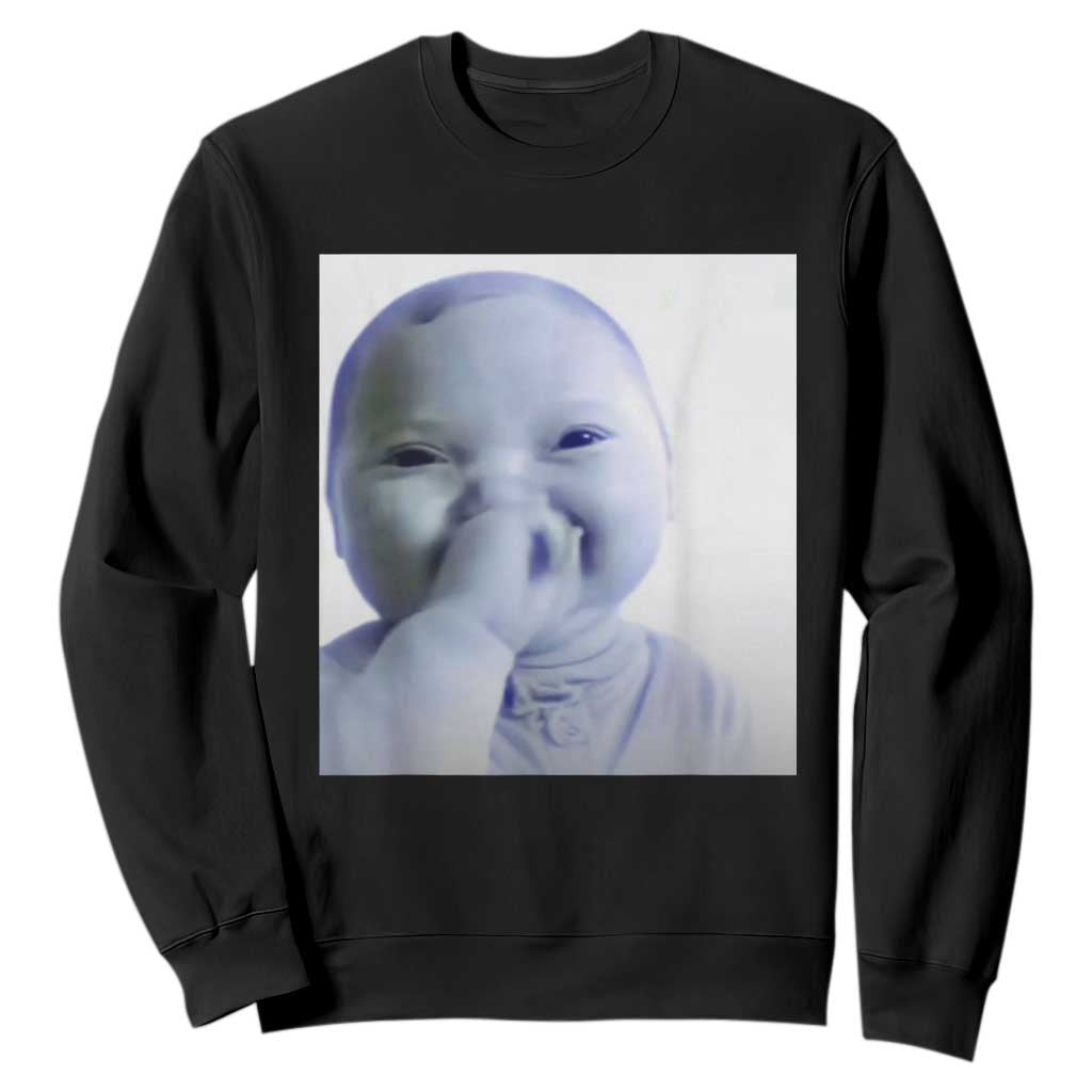 Funny Tuff Baby Giggling Meme Sweatshirt Viral AI Niche Baby Holding Laugh Photo TS02 Black Print Your Wear