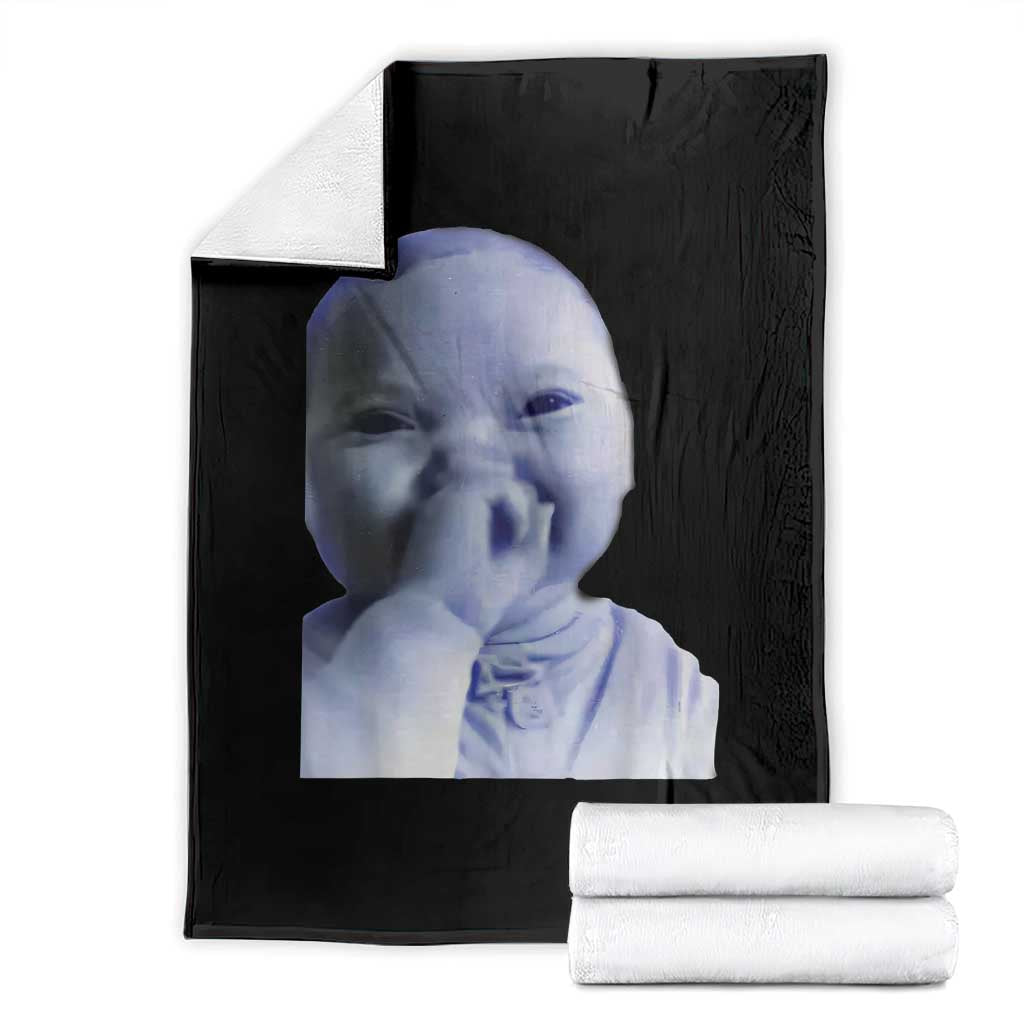 Funny Tuff Baby Giggling Meme Throw Blanket Viral AI Niche Baby Holding Laugh Face TS02 Black Print Your Wear