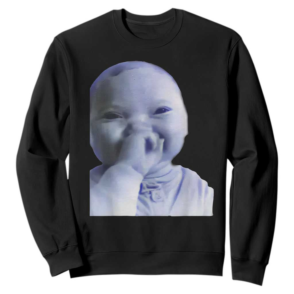 Funny Tuff Baby Giggling Meme Sweatshirt Viral AI Niche Baby Holding Laugh Face TS02 Black Print Your Wear