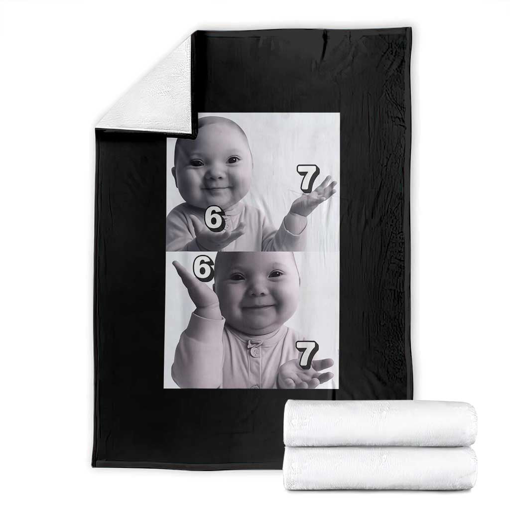 Funny Tuff Baby 67 Meme Throw Blanket Viral AI Niche Baby Six Seven Hand Gesture TS02 Black Print Your Wear