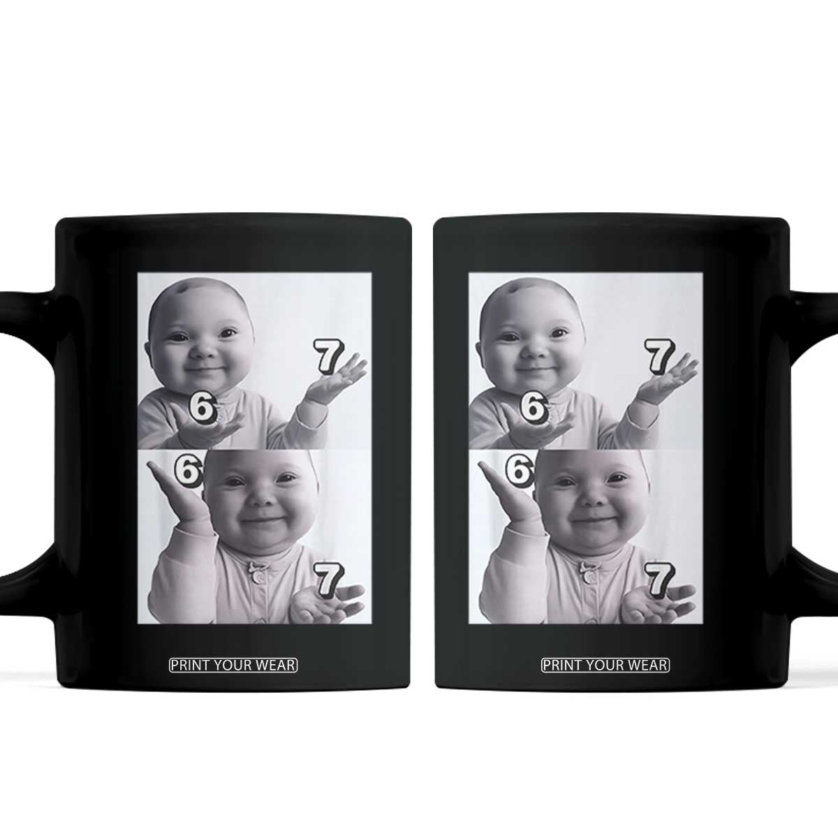 Funny Tuff Baby 67 Meme Coffee Mug Viral AI Niche Baby Six Seven Hand Gesture TS02 Black Print Your Wear