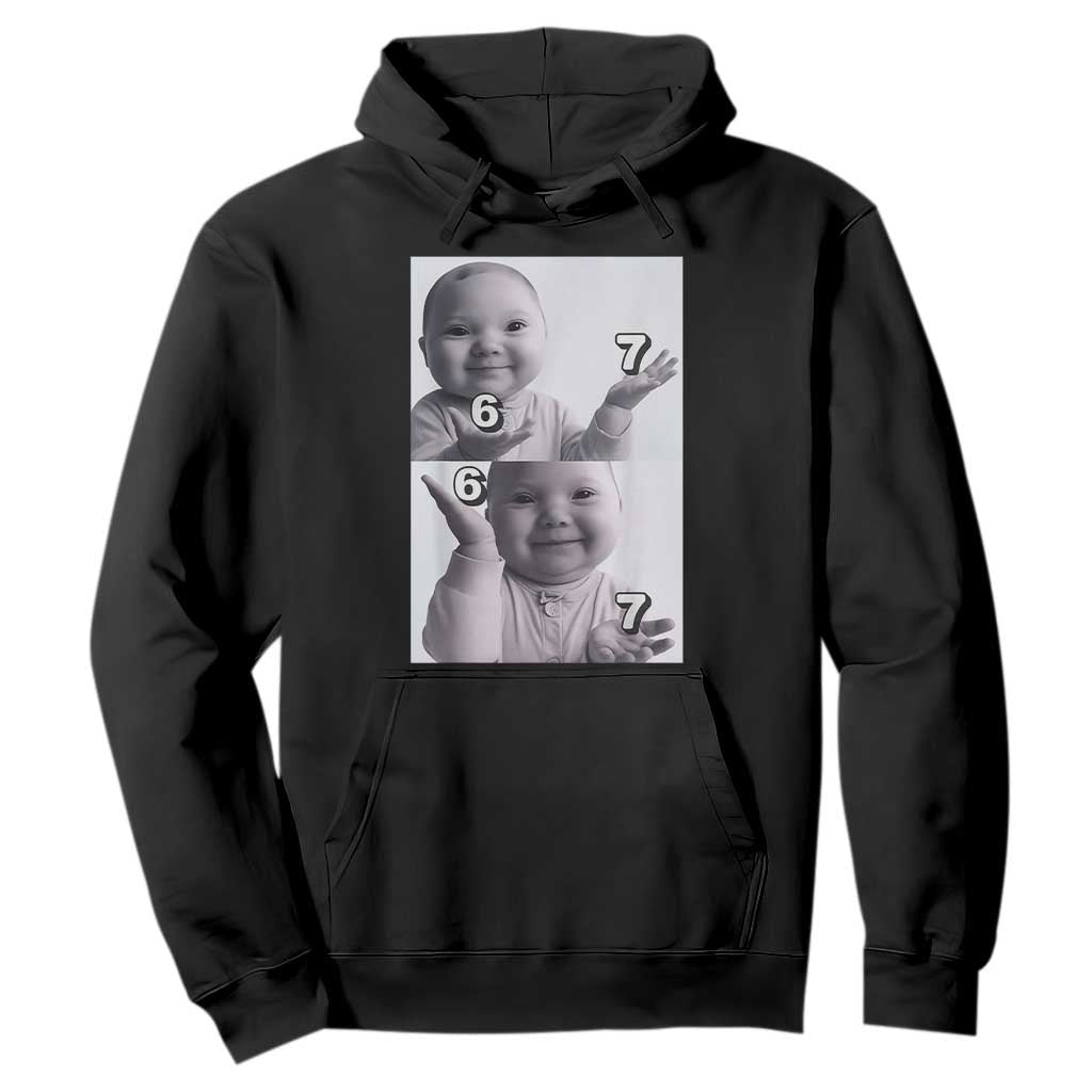Funny Tuff Baby 67 Meme Hoodie Viral AI Niche Baby Six Seven Hand Gesture TS02 Black Print Your Wear