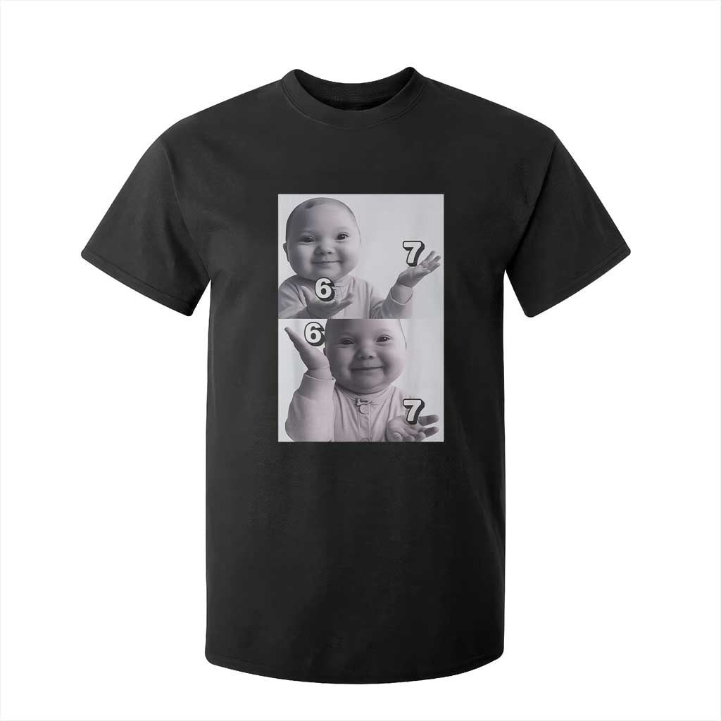 Funny Tuff Baby 67 Meme T Shirt For Kid Viral AI Niche Baby Six Seven Hand Gesture TS02 Black Print Your Wear
