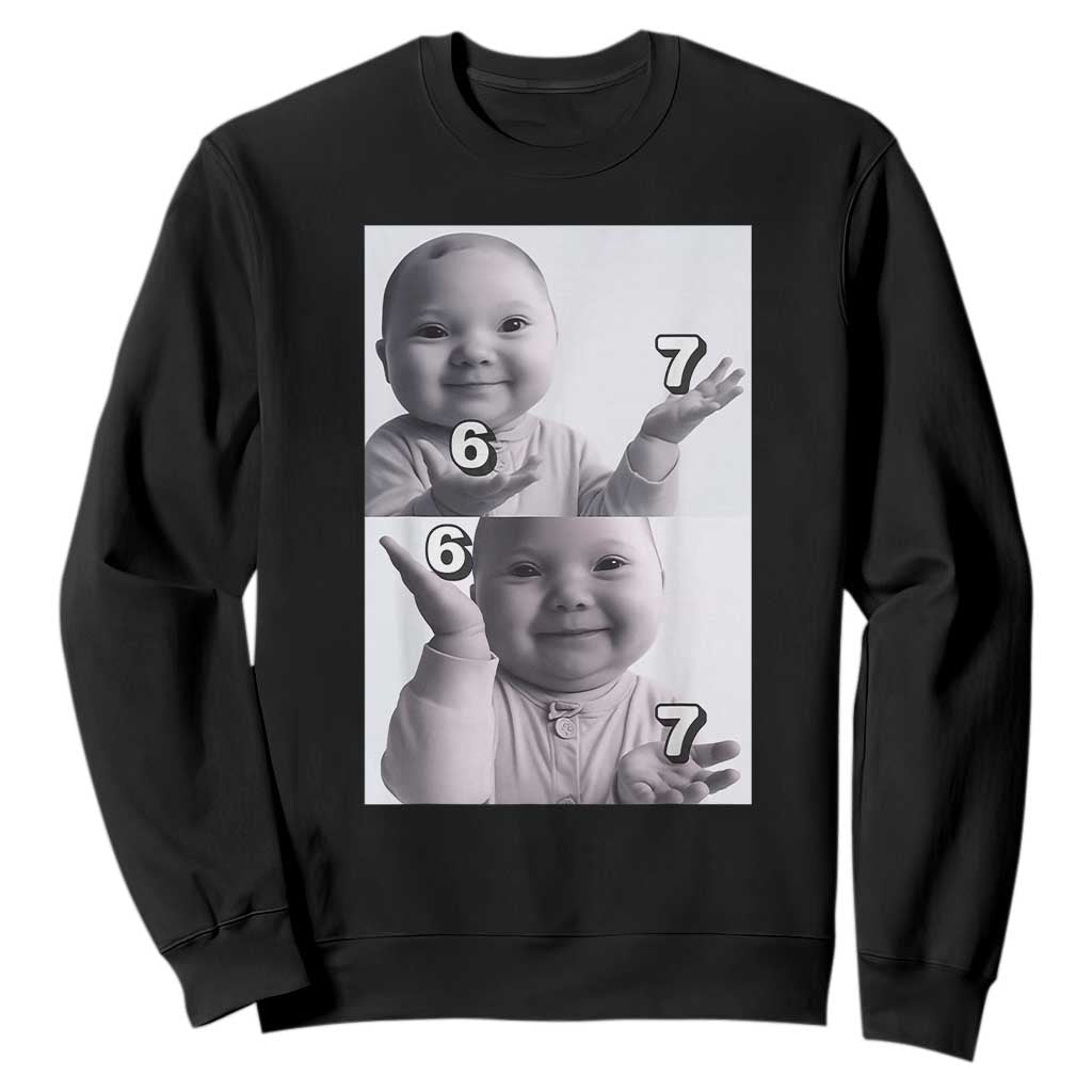 Funny Tuff Baby 67 Meme Sweatshirt Viral AI Niche Baby Six Seven Hand Gesture TS02 Black Print Your Wear