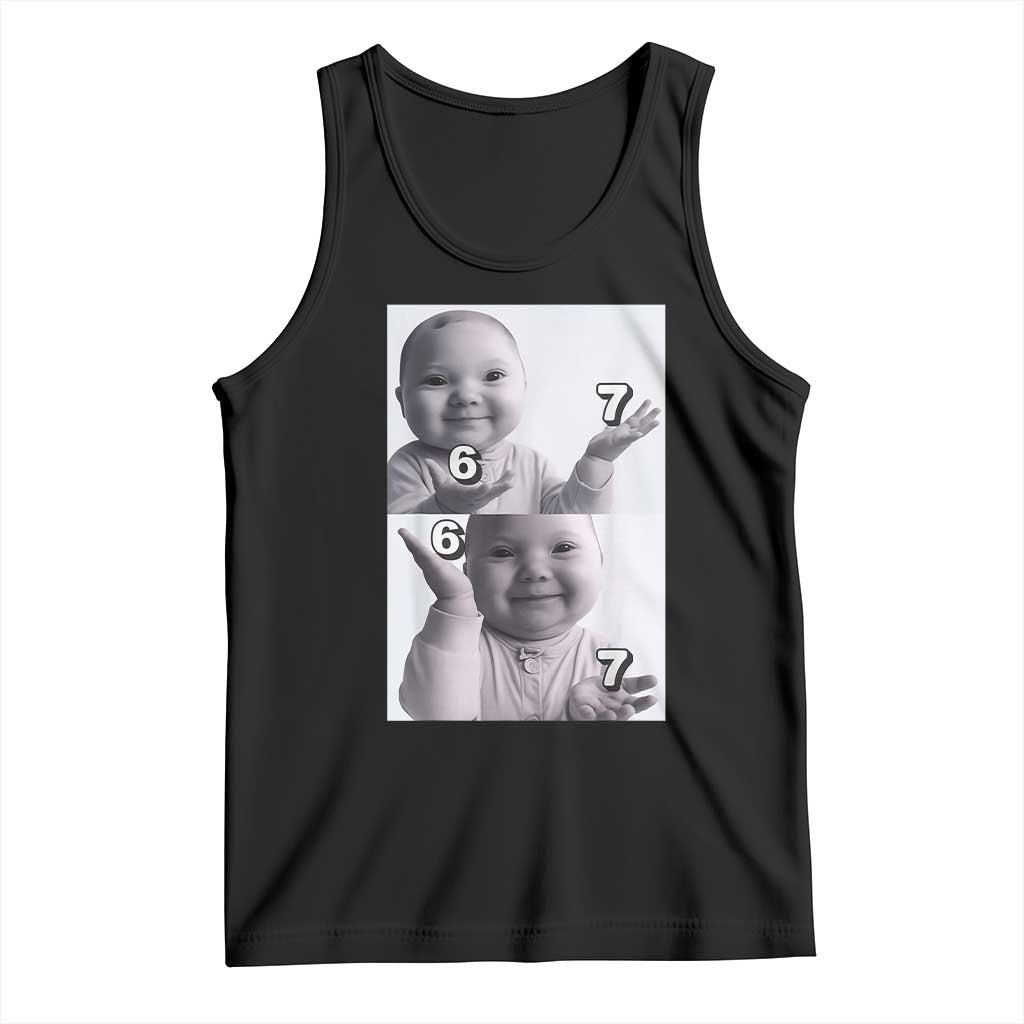Funny Tuff Baby 67 Meme Tank Top Viral AI Niche Baby Six Seven Hand Gesture TS02 Black Print Your Wear
