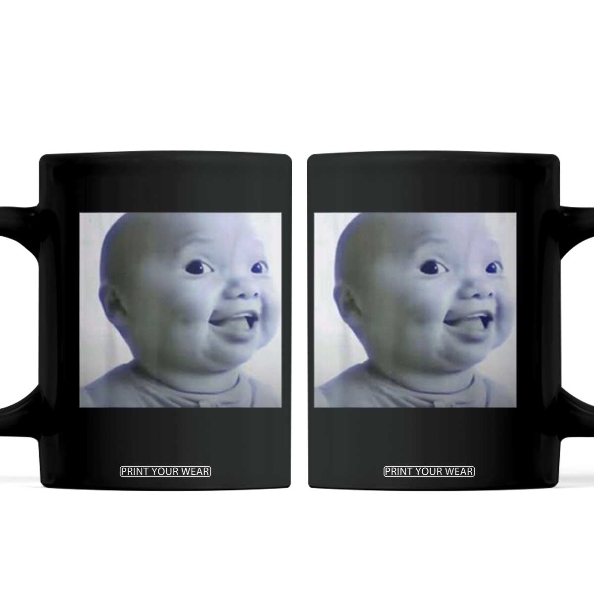 Funny Tuff Baby Side Eye Meme Coffee Mug Viral AI Niche Baby Face Reaction TS02 Black Print Your Wear