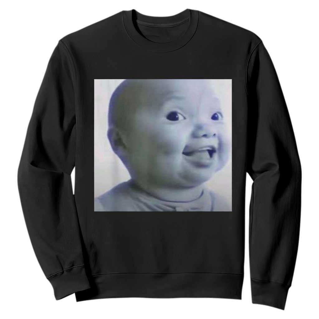 Funny Tuff Baby Side Eye Meme Sweatshirt Viral AI Niche Baby Face Reaction TS02 Black Print Your Wear