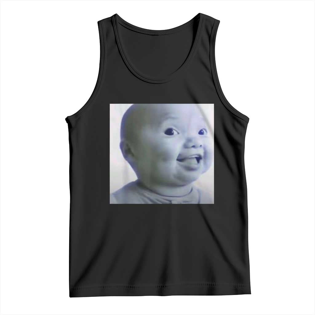 Funny Tuff Baby Side Eye Meme Tank Top Viral AI Niche Baby Face Reaction TS02 Black Print Your Wear