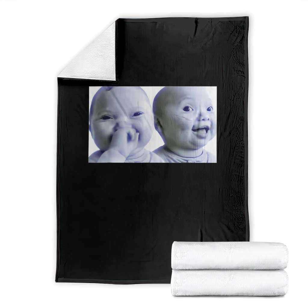 Funny Double Trouble Tuff Baby Meme Throw Blanket Viral AI Niche Baby Holding Laugh Duo Reaction TS02 Black Print Your Wear
