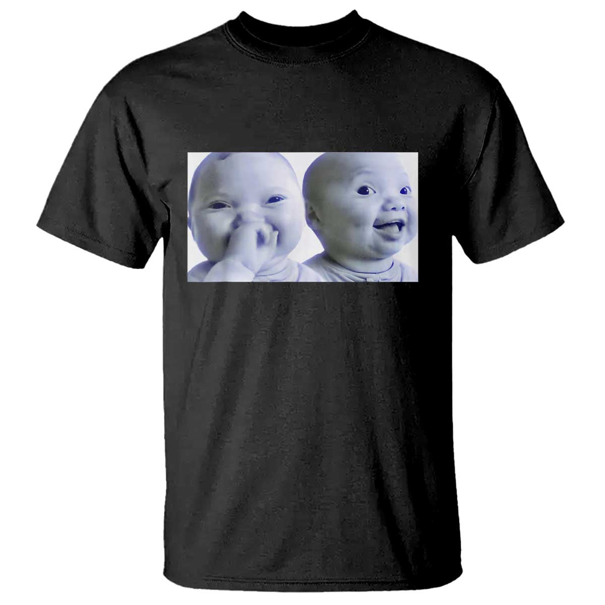 Funny Double Trouble Tuff Baby Meme T Shirt Viral AI Niche Baby Holding Laugh Duo Reaction TS02 Black Print Your Wear