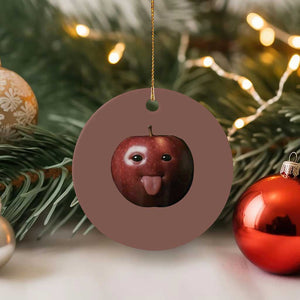 Cute Freaky Apple with Tongue Out Ceramic Ornament Funny Goofy AI Fruit Meme TS02 1pc Mocha Print Your Wear