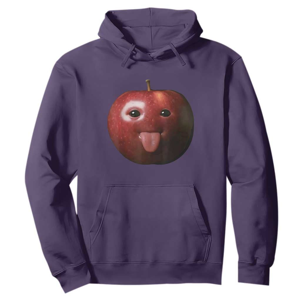 Cute Freaky Apple with Tongue Out Hoodie Funny Goofy AI Fruit Meme TS02 Purple Print Your Wear