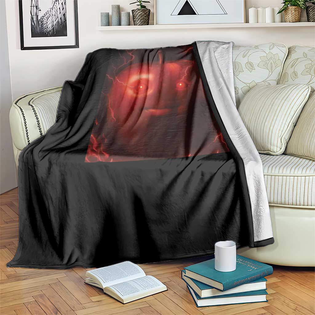 Evil Freaky Apple Meme Throw Blanket Creepy Dark AI Fruit Face With Glowing Eyes TS02 Print Your Wear