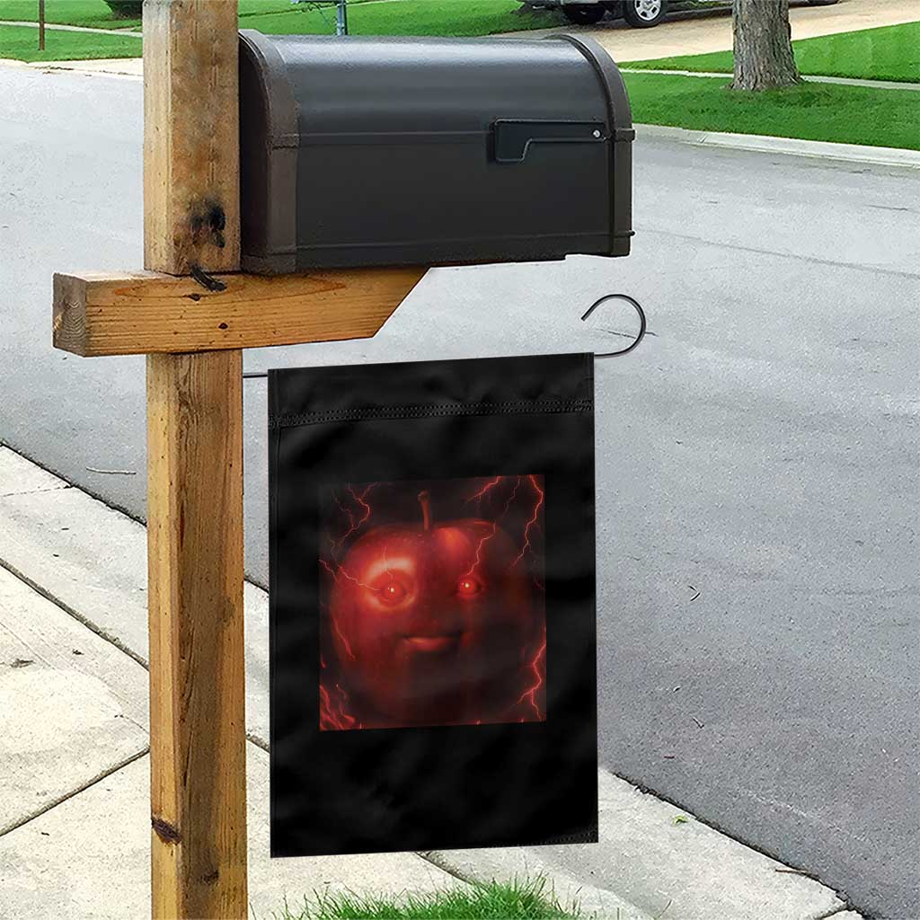 Evil Freaky Apple Meme Garden Flag Creepy Dark AI Fruit Face With Glowing Eyes TS02 Print Your Wear
