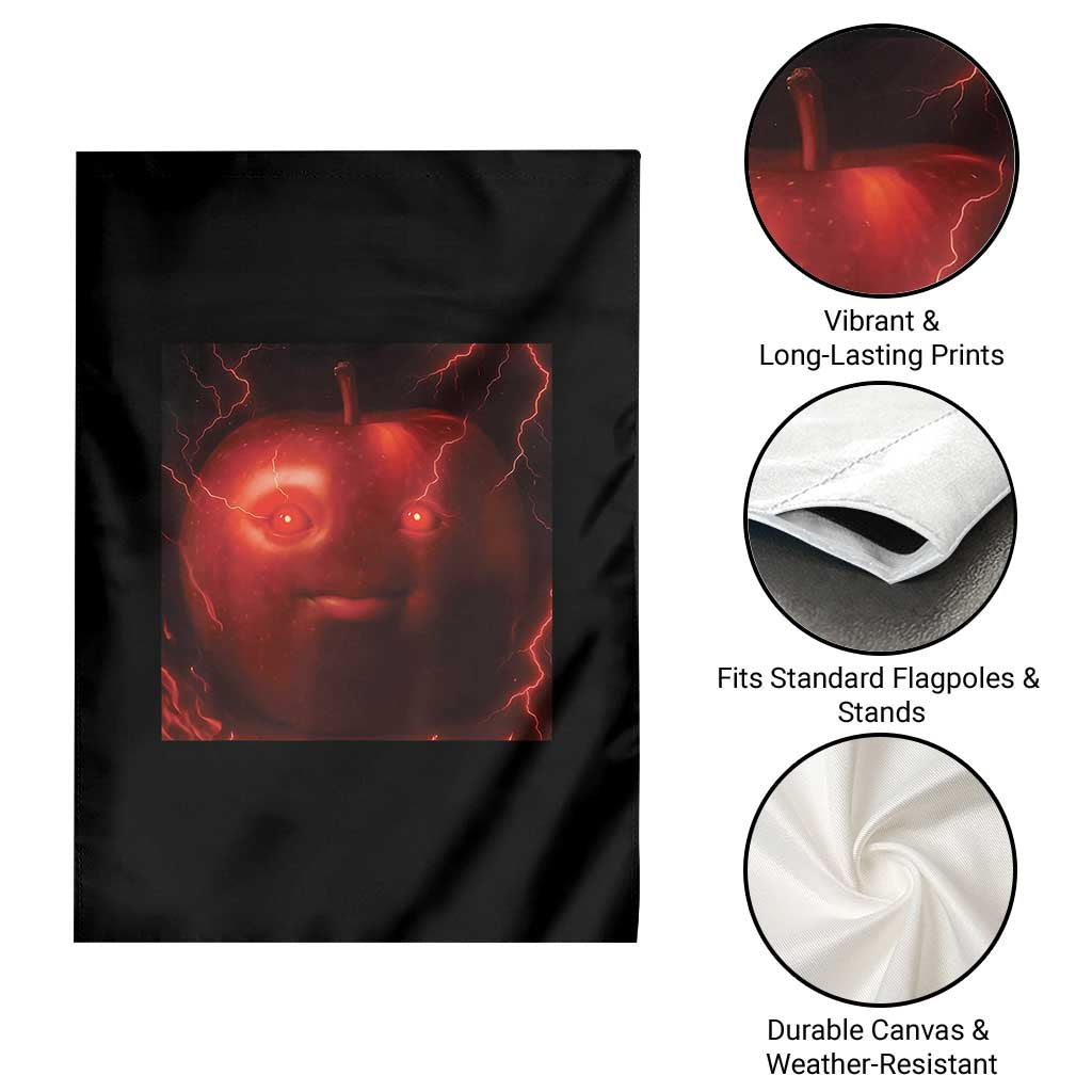 Evil Freaky Apple Meme Garden Flag Creepy Dark AI Fruit Face With Glowing Eyes TS02 Print Your Wear