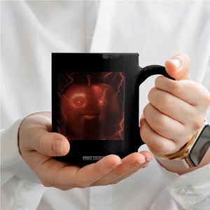 Evil Freaky Apple Meme Coffee Mug Creepy Dark AI Fruit Face With Glowing Eyes TS02 Print Your Wear