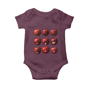 Funny Freaky Apple Faces Meme Graphic Baby Onesie Surreal Weird AI Fruit Emotions TS02 Maroon Print Your Wear