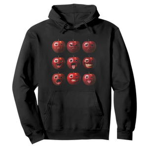 Funny Freaky Apple Faces Meme Graphic Hoodie Surreal Weird AI Fruit Emotions TS02 Black Print Your Wear