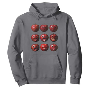 Funny Freaky Apple Faces Meme Graphic Hoodie Surreal Weird AI Fruit Emotions TS02 Charcoal Print Your Wear