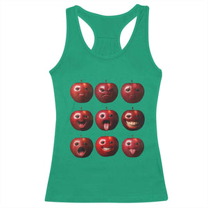 Funny Freaky Apple Faces Meme Graphic Racerback Tank Top Surreal Weird AI Fruit Emotions TS02 Irish Green Print Your Wear