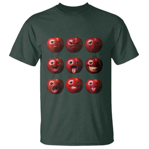 Funny Freaky Apple Faces Meme Graphic T Shirt Surreal Weird AI Fruit Emotions TS02 Dark Forest Green Print Your Wear