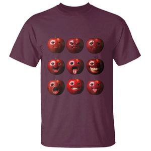 Funny Freaky Apple Faces Meme Graphic T Shirt Surreal Weird AI Fruit Emotions TS02 Maroon Print Your Wear