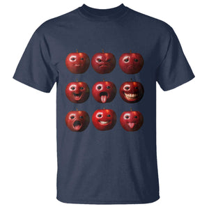 Funny Freaky Apple Faces Meme Graphic T Shirt Surreal Weird AI Fruit Emotions TS02 Navy Print Your Wear