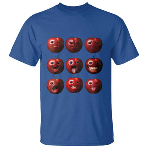 Funny Freaky Apple Faces Meme Graphic T Shirt Surreal Weird AI Fruit Emotions TS02 Royal Blue Print Your Wear