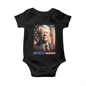 39th President Jimmy Carter Baby Onesie America's Grandpa Presidents' Day USA Flag Vintage TS02 Black Print Your Wear