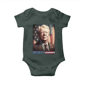 39th President Jimmy Carter Baby Onesie America's Grandpa Presidents' Day USA Flag Vintage TS02 Dark Forest Green Print Your Wear