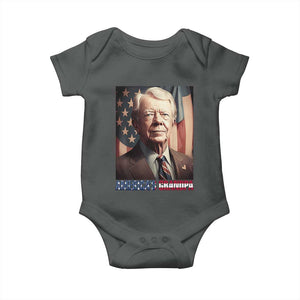 39th President Jimmy Carter Baby Onesie America's Grandpa Presidents' Day USA Flag Vintage TS02 Dark Heather Print Your Wear