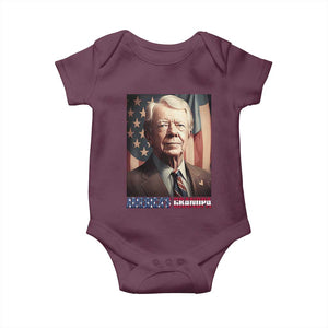 39th President Jimmy Carter Baby Onesie America's Grandpa Presidents' Day USA Flag Vintage TS02 Maroon Print Your Wear