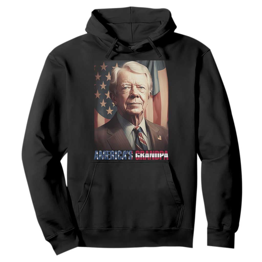 39th President Jimmy Carter Hoodie America's Grandpa Presidents' Day USA Flag Vintage TS02 Black Print Your Wear