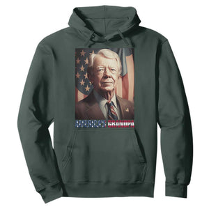 39th President Jimmy Carter Hoodie America's Grandpa Presidents' Day USA Flag Vintage TS02 Dark Forest Green Print Your Wear