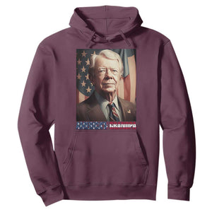 39th President Jimmy Carter Hoodie America's Grandpa Presidents' Day USA Flag Vintage TS02 Maroon Print Your Wear