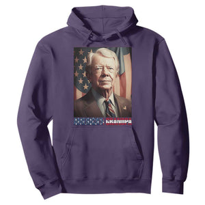 39th President Jimmy Carter Hoodie America's Grandpa Presidents' Day USA Flag Vintage TS02 Purple Print Your Wear