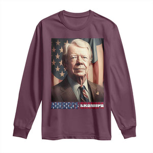 39th President Jimmy Carter Long Sleeve Shirt America's Grandpa Presidents' Day USA Flag Vintage TS02 Maroon Print Your Wear