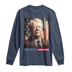 39th President Jimmy Carter Long Sleeve Shirt America's Grandpa Presidents' Day USA Flag Vintage TS02 Navy Print Your Wear