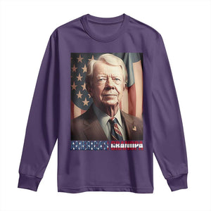 39th President Jimmy Carter Long Sleeve Shirt America's Grandpa Presidents' Day USA Flag Vintage TS02 Purple Print Your Wear