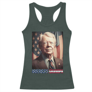 39th President Jimmy Carter Racerback Tank Top America's Grandpa Presidents' Day USA Flag Vintage TS02 Dark Forest Green Print Your Wear