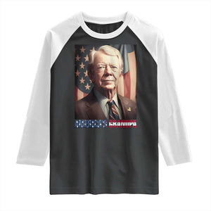 39th President Jimmy Carter Raglan Shirt America's Grandpa Presidents' Day USA Flag Vintage TS02 Black White Print Your Wear