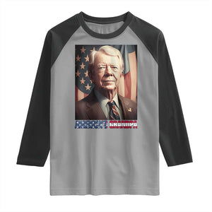 39th President Jimmy Carter Raglan Shirt America's Grandpa Presidents' Day USA Flag Vintage TS02 Sport Gray Black Print Your Wear