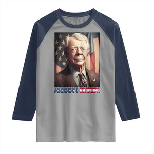 39th President Jimmy Carter Raglan Shirt America's Grandpa Presidents' Day USA Flag Vintage TS02 Sport Gray Navy Print Your Wear